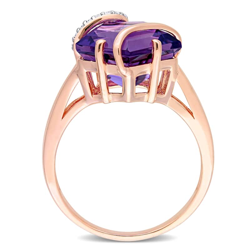 Miadora Fancy-cut Amethyst & Diamond Accent Swirl Cocktail Ring in Rose Plated Sterling Silver