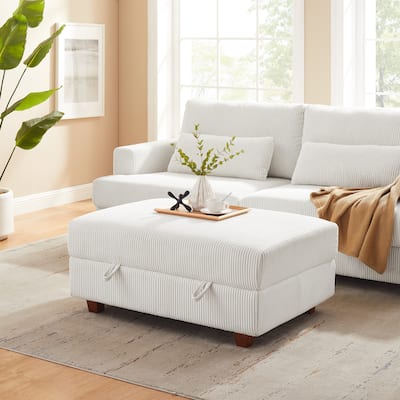 41" Wide Upholstered Ottoman With Storage