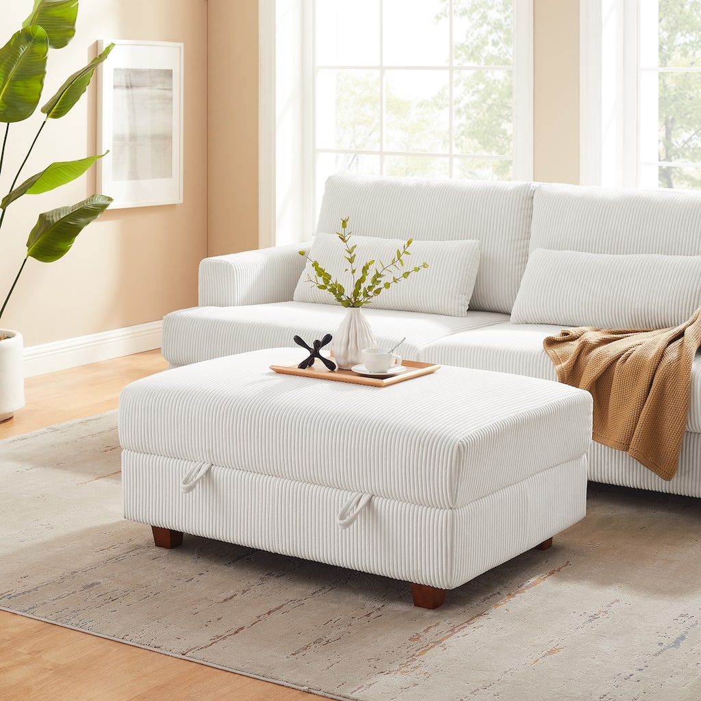 41" Wide Upholstered Ottoman With Storage