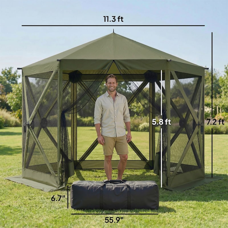Outsunny 10 x 11 ft Pop Up Gazebo Screen Tent, Outdoor Portable Instant Camping Canopy Screen House Sun Shelter
