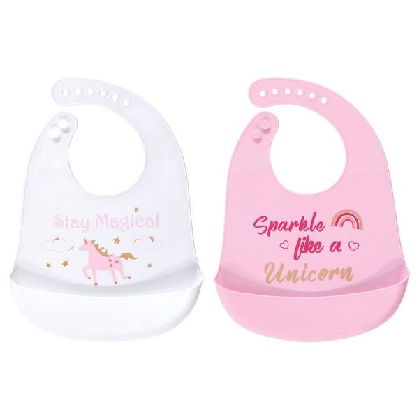 slide 1 of 1, Luvable Friends Baby Girl Silicone Bibs 2pk, Sparkle Like A Unicorn, One Size - Sparkle Like A Unicorn - One Size One Size - Sparkle Like A Unicorn