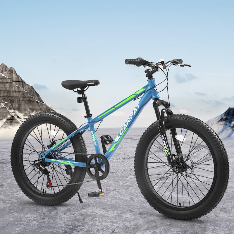 7 Speeds Mountain Fat Tire Bike, Mountain Trail Bike Urban Commuter City Bicycle, High-Carbon Steel Frame for Adult, Youth