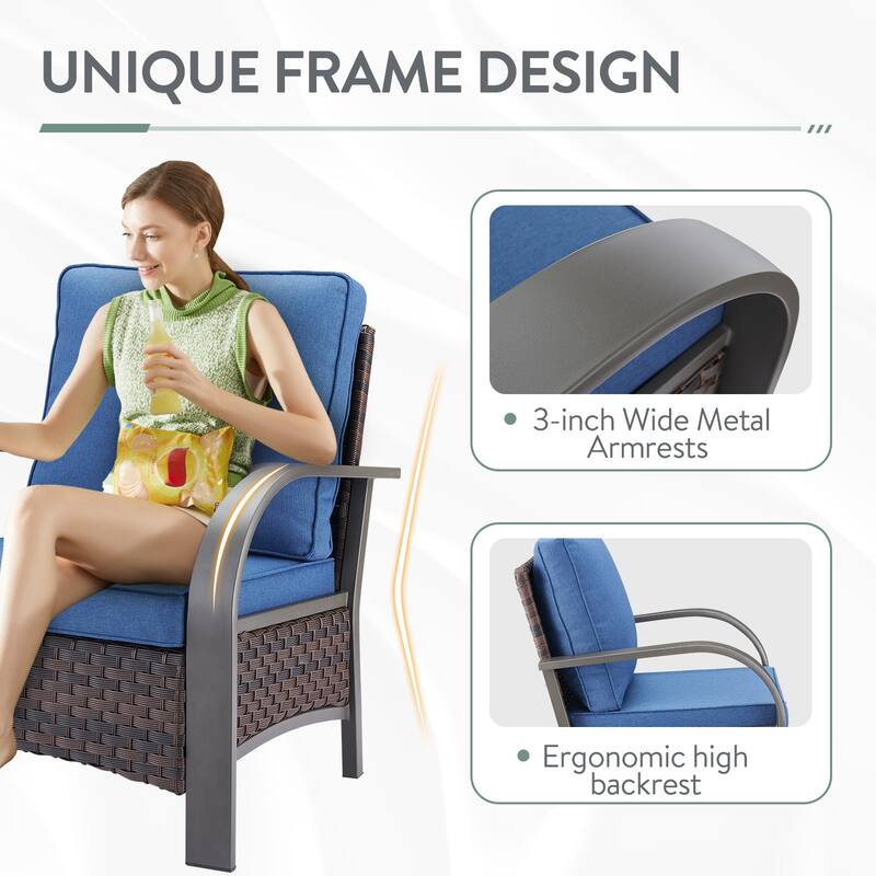 4 Piece Patio Outdoor Chair with Ottomans