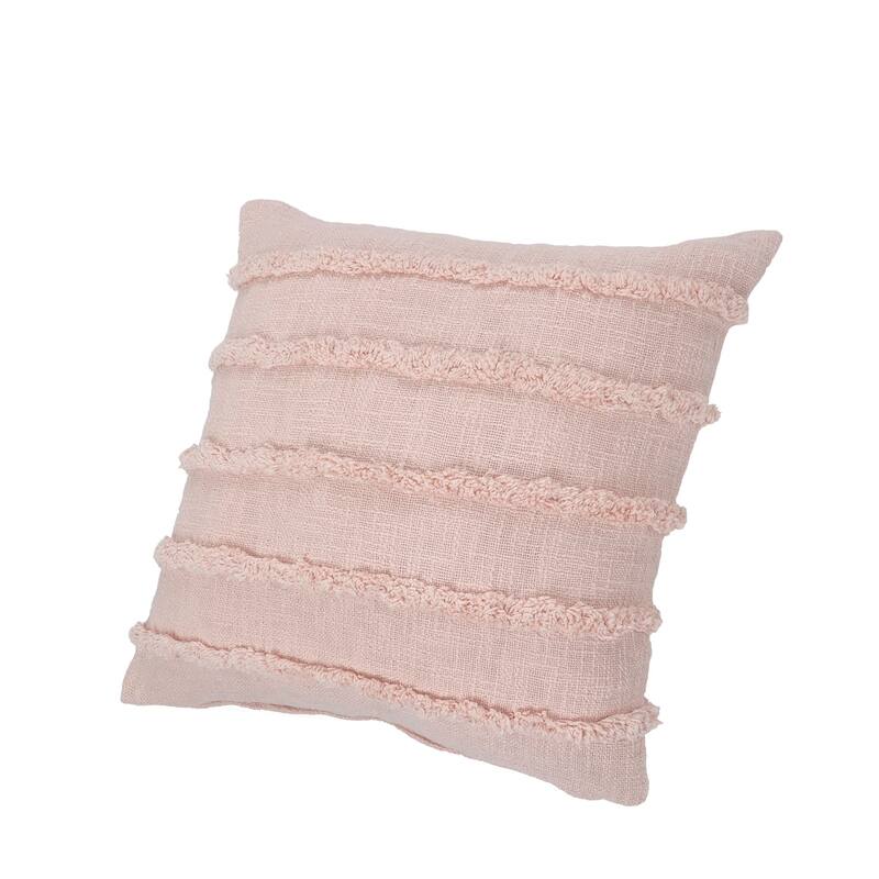 20" Blush Pink Solid Over Tufted Square Throw Pillow