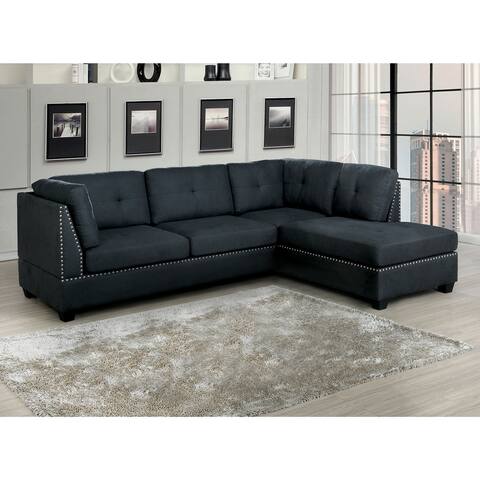 Furniture of America Herg Contemporary Grey Fabric Tufted Sectional