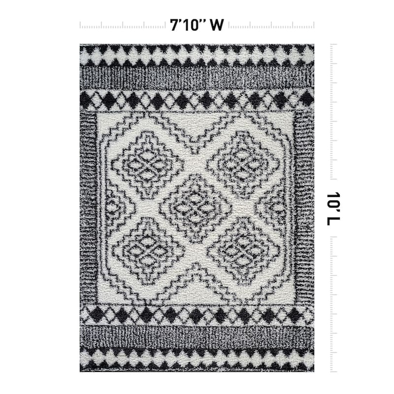Geometric Shag Rug - Anthracite Dark Gray - Durable Rug for Living Room, Bedroom, or Entryway - Easy to Maintain