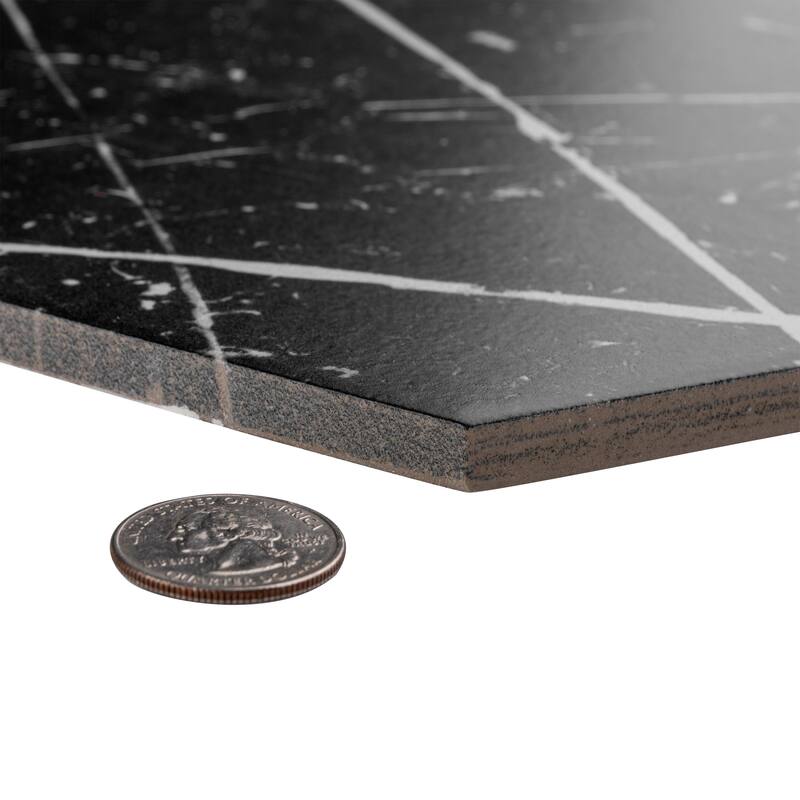 Merola Tile Timeless Marquina Hex 8-5/8" x 9-7/8" Porcelain Floor and Wall Tile