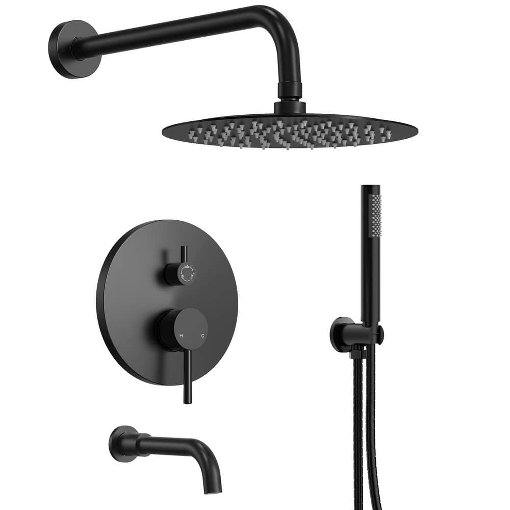 Pressure Balance 3-Functions Shower Head System, 10" Shower Faucet Set with Tub Faucet Spout