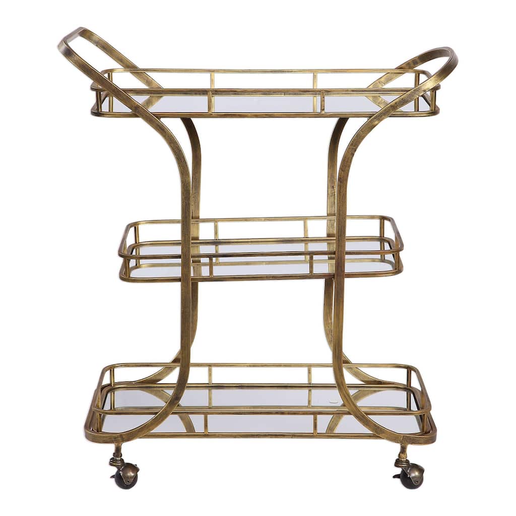 Uttermost Stassi 33" Wide 3 Shelf Iron Serving Cart with Casters