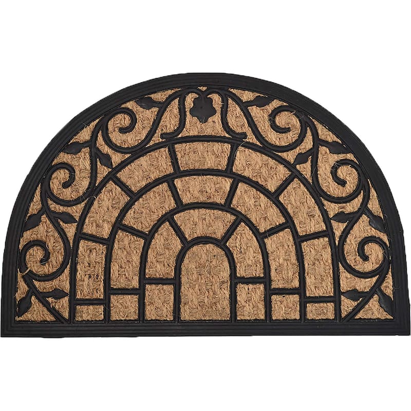 Half Circle Door Mat 24x16 Inch - 16 W x 24 L x 1/4 H - Vitrail Semi Circle