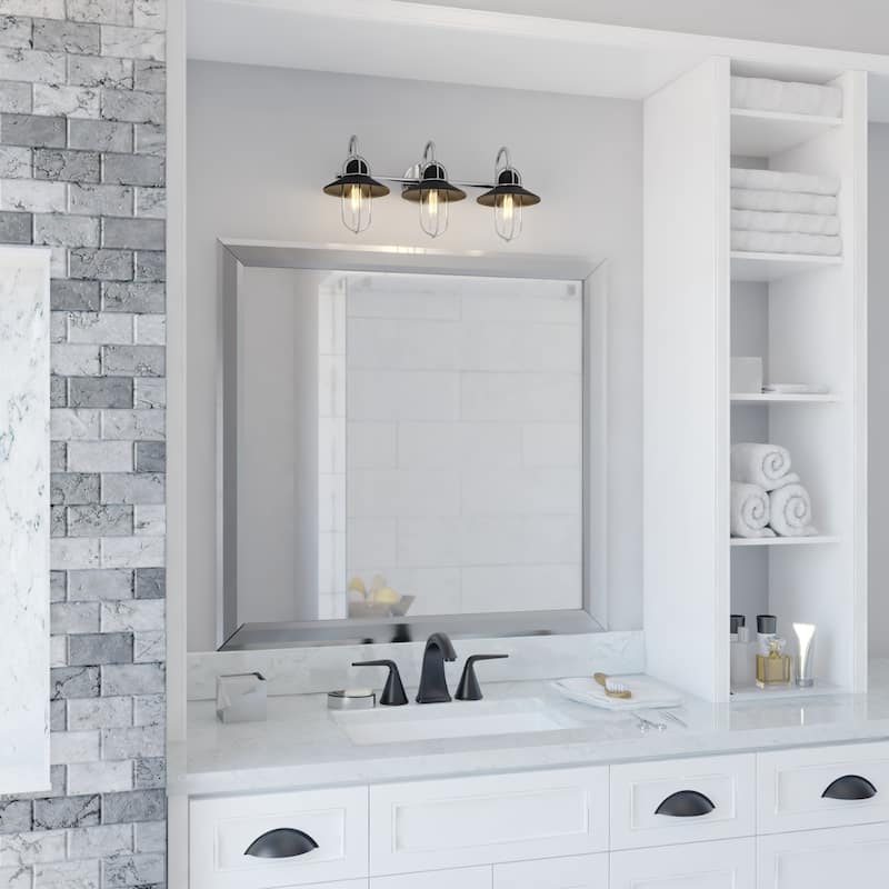 Galena Matte Black and Nickel Coastal Bathroom Vanity Wall Sconce Light Fixture
