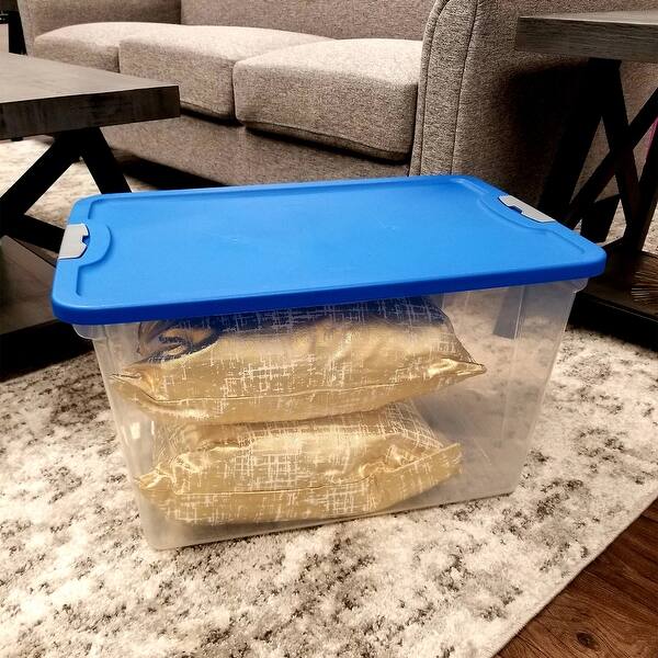 Homz 64 Qt Secure Latch Large Clear Stackable Storage Container Bin (4 ...