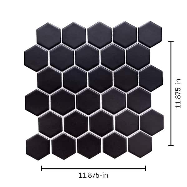 Honeycomb 2" x 2" White Porcelain Floor and Backsplash Wall Tile