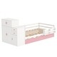 preview thumbnail 7 of 16, Twin Size Wood Platform Bed with Sample Bookshelf and Movable Wardrobe,with Built-in Trundle Bed