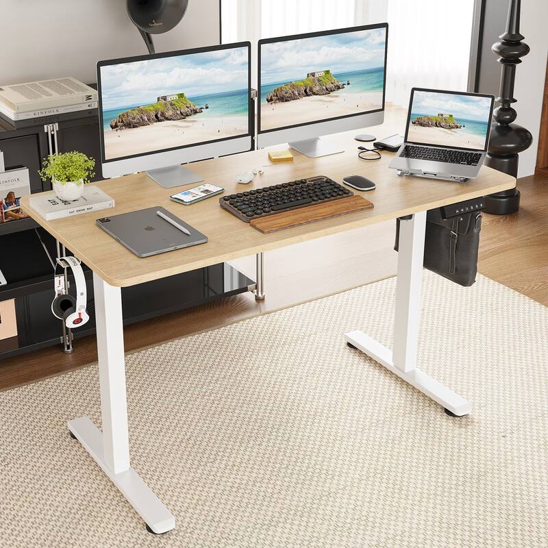 Electric Standing Desk Adjustable Height Sit Stand Home Office Desk With Splice Board