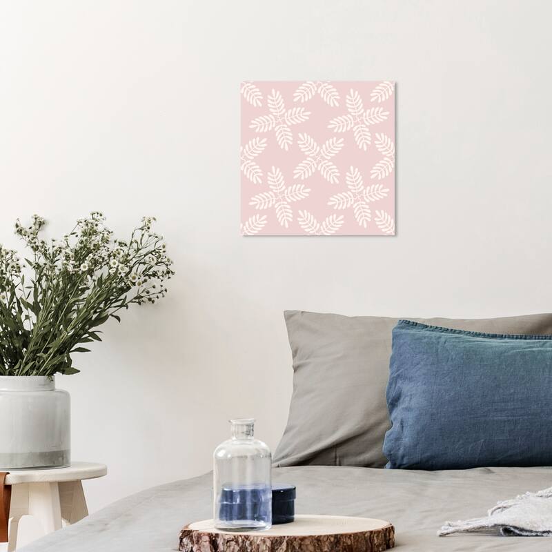 Wynwood Studio Canvas Abstract Fern Floral Flakes Pink and Light Pink Modern & Contemporary Wall Art Canvas Print - 12 x 12