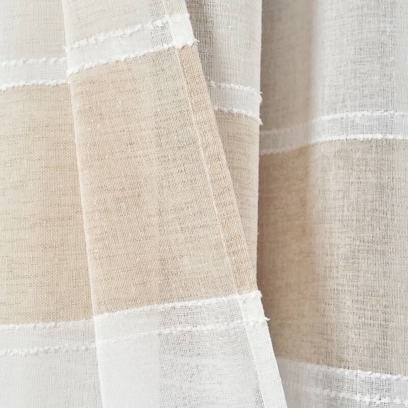 The Gray Barn Done Roamin Textured Stripe Sheer Window Curtain Panel Pair - 84" x 38" - 84" x 38"