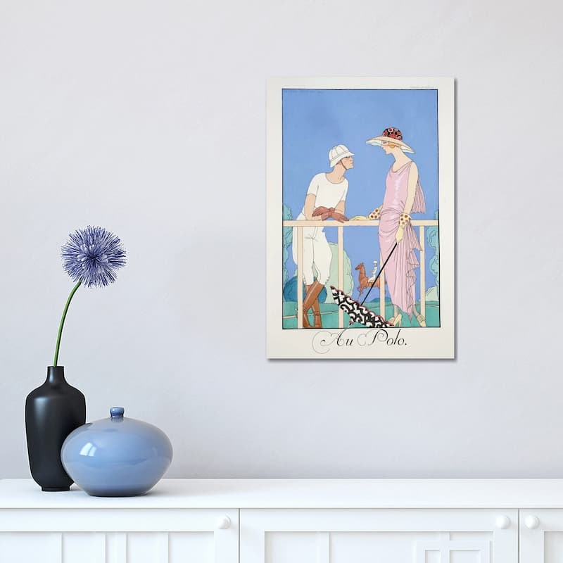iCanvas "At The Polo, Almanach des Modes Presentes, Passees et Futures, 1924" by George Barbier Canvas Print - 18x12x1.5