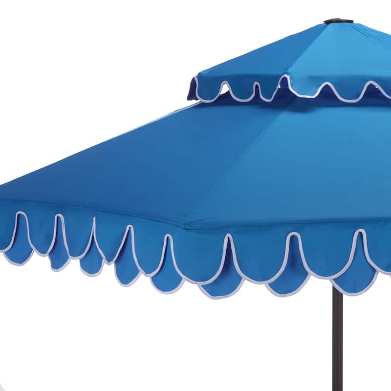 SAFAVIEH Outdoor Kjerstin Valance 9Ft Double Top Umbrella