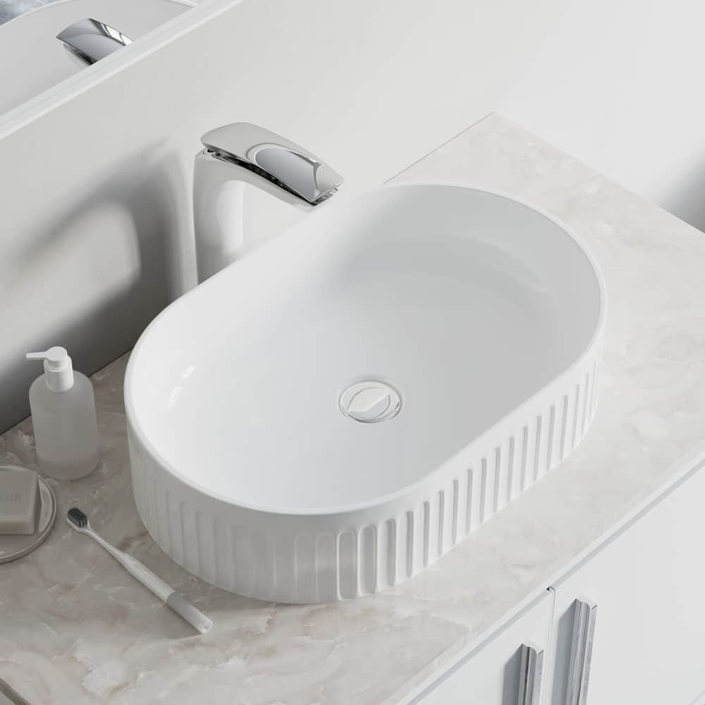Dowell Fluted Ceramic Vessel Sink