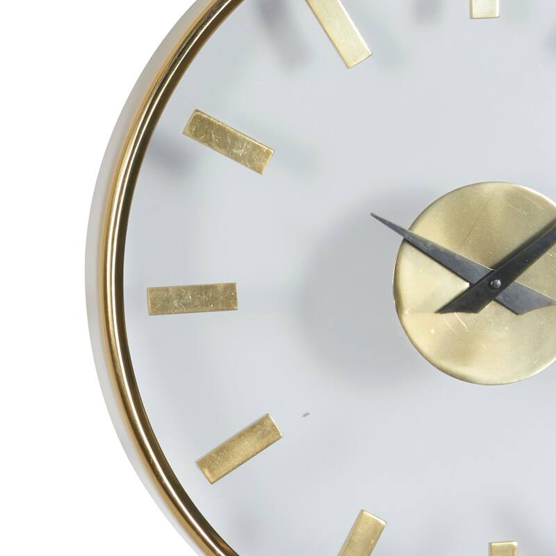 Aluminum Metal Wall Clock with Clear Face - Gold - Roche River Decor - 2"W x 14"L x 14"H