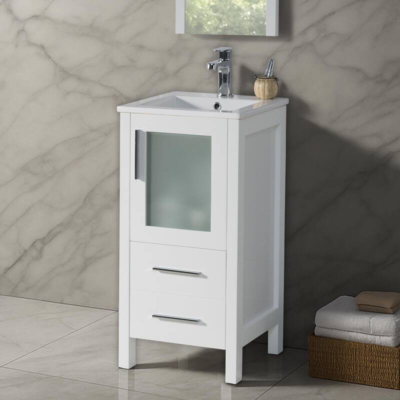 Blossom 16" Solid Wood Bathroom Vanity with Ceramic Sink