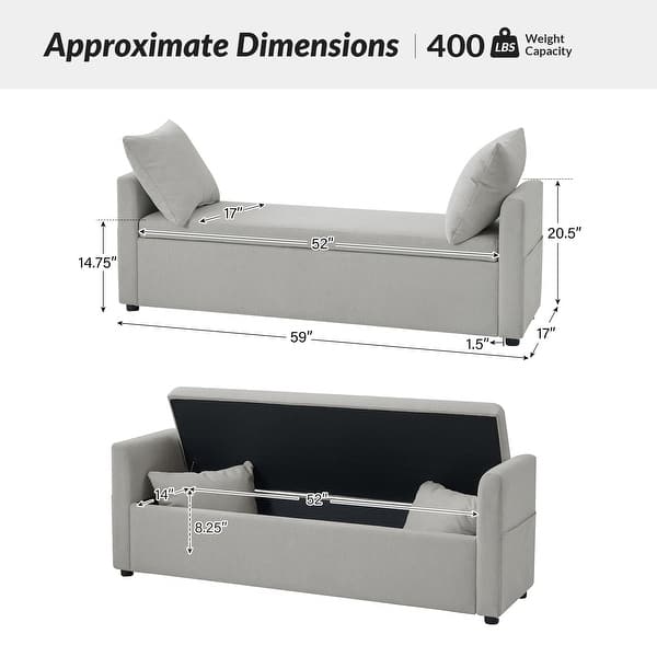 dimension image slide 1 of 3, Pedro Modern Storage Bench with divided fabric pockets by HULALA HOME