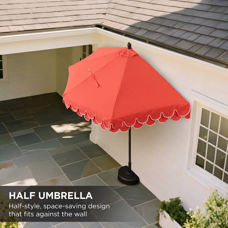 9 ft Market Patio Half Umbrella with Crank, Tilt Button and UV Protection