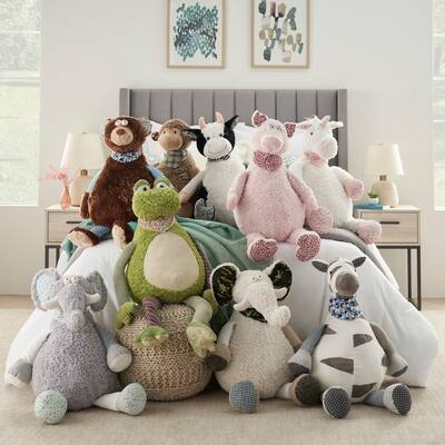 Mina Victory Plush Lines Plush Zebra 22" x 26" Ivory/Grey Indoor Plush Animal - 22" x 26"