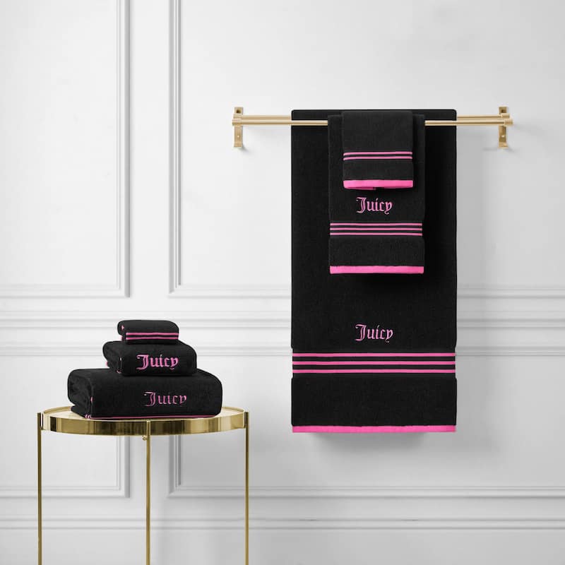 Juicy Couture Neon Border Bath Towels 6-Piece 2 Bath towels 2 Hand towels 2 Washcloths - 28"x54"/16"x26"/12"x12"