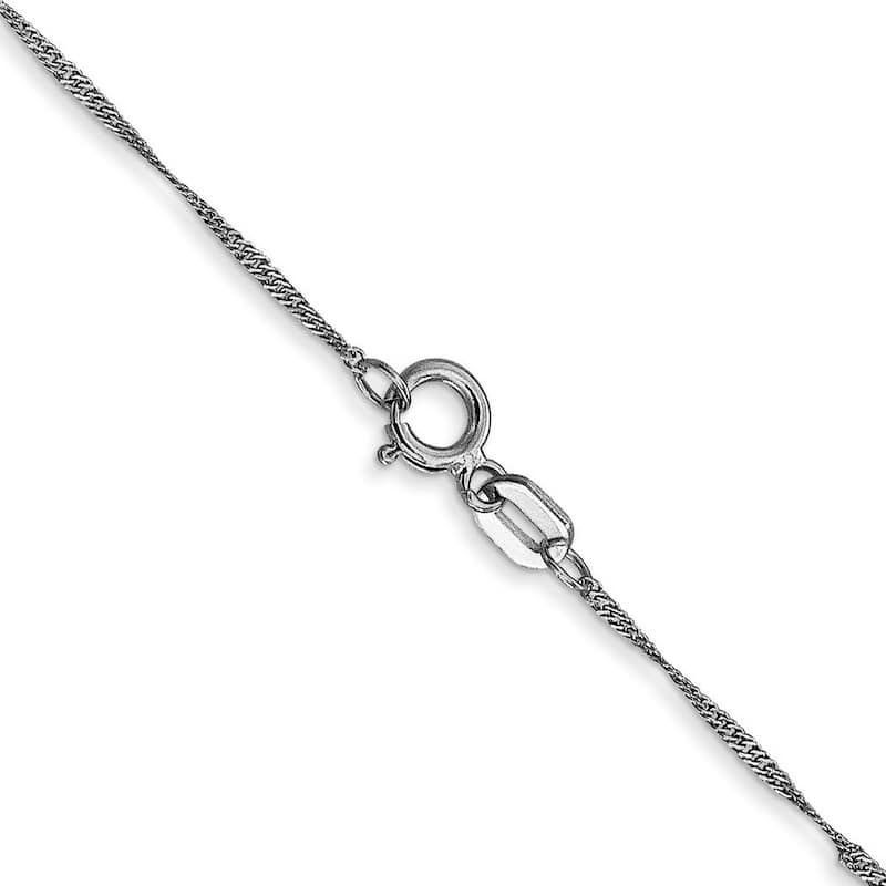 Curata 14k White Gold 9" or 10" 1mm Singapore Chain Anklet (Spring-ring)