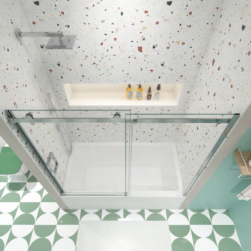 56"-60"W x 58"H Bathtub door with high quality stainless steel handle