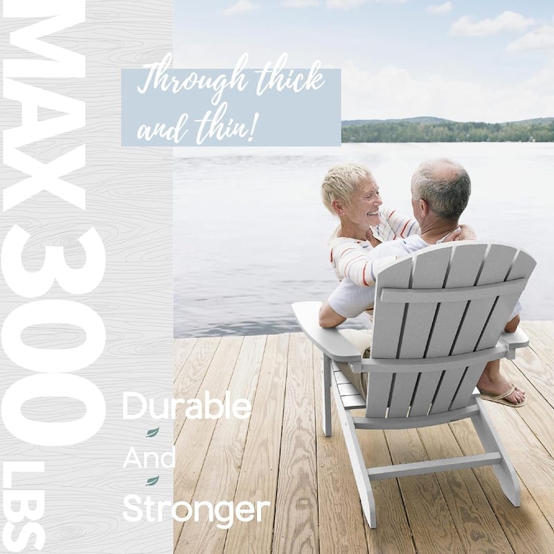 WINSOON All Weather HIPS Outdoor Plastic Adirondack Chairs Set of 2