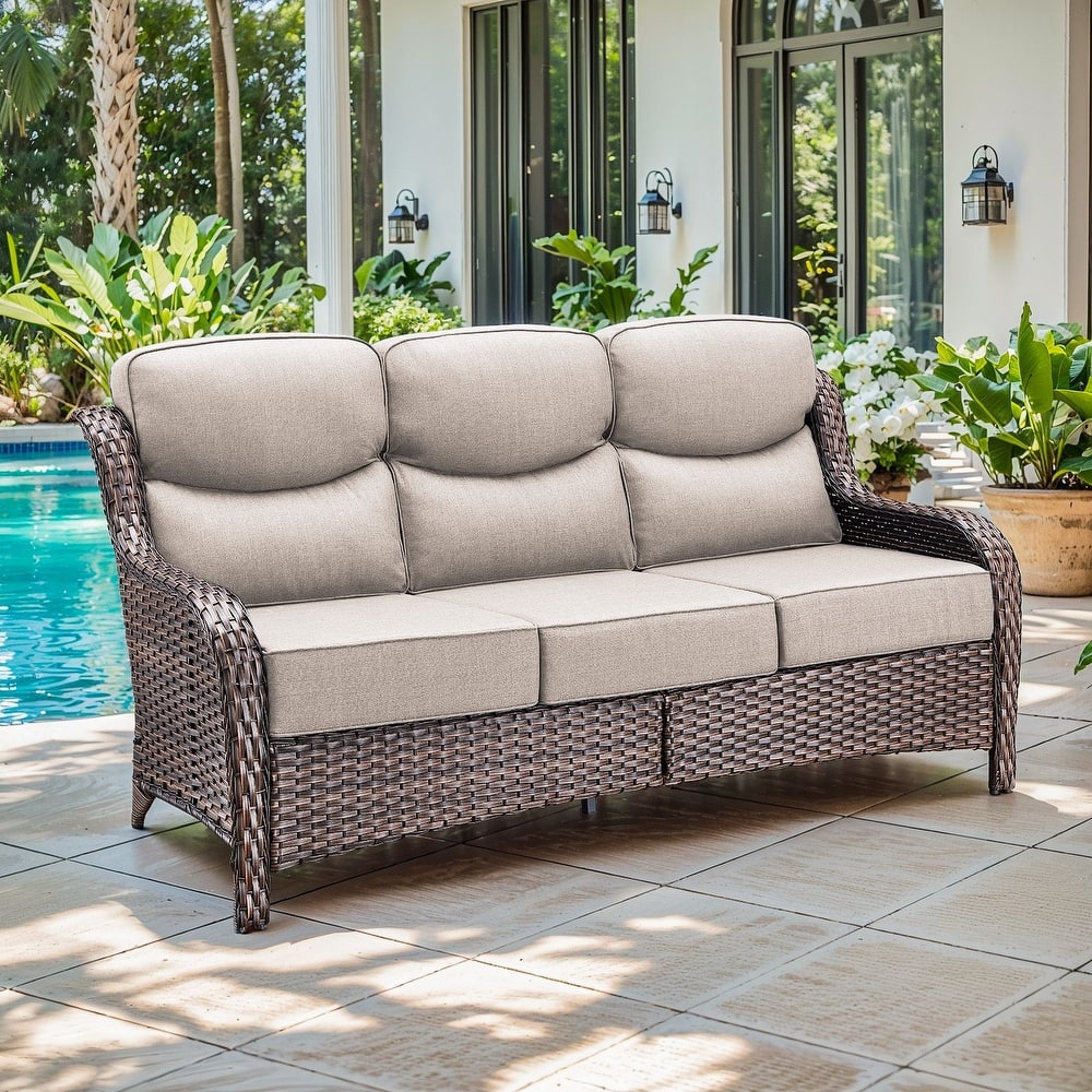 Gymojoy 72'' 3-Seat Outdoor Durable Sofa with 6-Inch Ultra-Plush Cushions & Water-Resistant Olefin Fabric