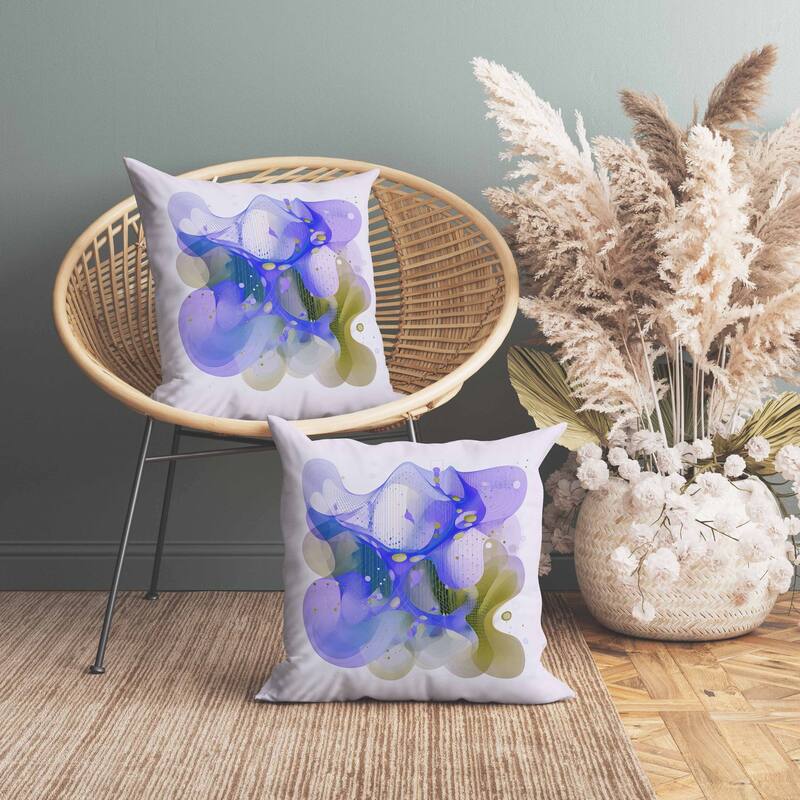Whimsical Waves Faux Suede Reversible Throw Pillow Blue and Olive