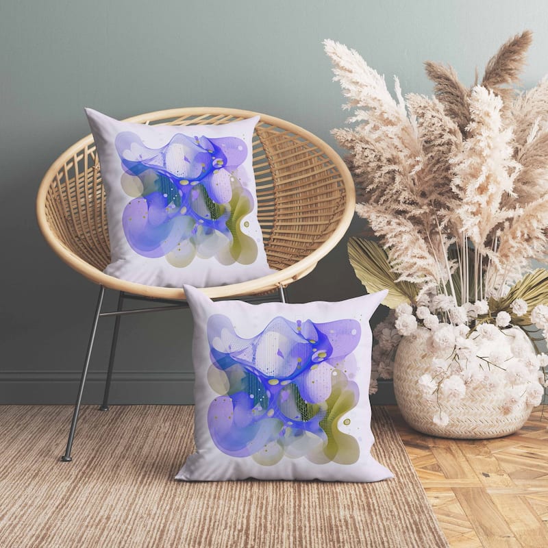 Whimsical Waves Indoor/Outdoor Reversible Throw Pillow Blue and Olive