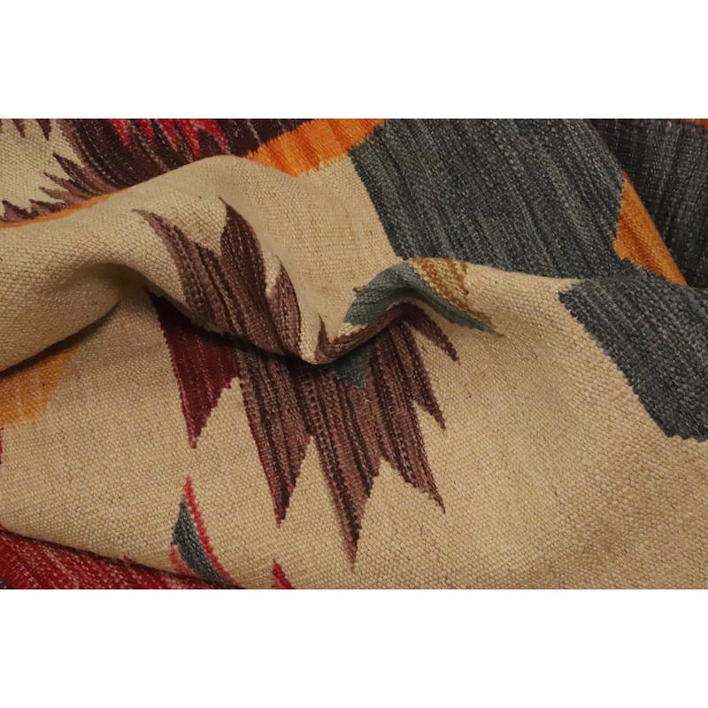 Hand Woven Oriental 100% Wool Carpet Southwestern Tribal Multi-Colored Kilim Area Rug - 9' 10'' X 6' 8''