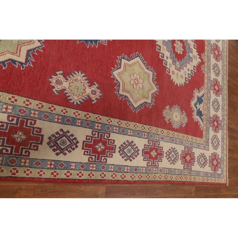 Red Kazak Rug Hand-Knotted Oriental Wool Carpet - 8'2"x 12'2"