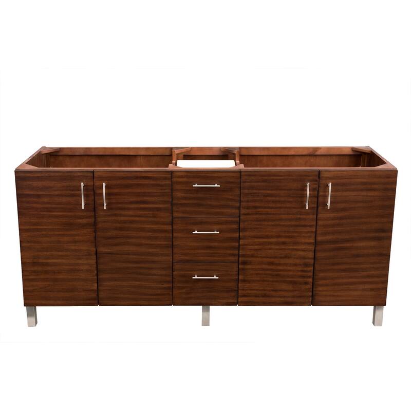 James Martin Vanities Metropolitan 72" Double Vanity, American Walnut - American Walnut Cabinet Base Only - No Top