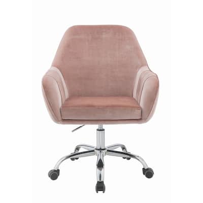 Swivel & Adjustable Elegant Style Velvet Office Chair with Chrome Base and Caster Wheels