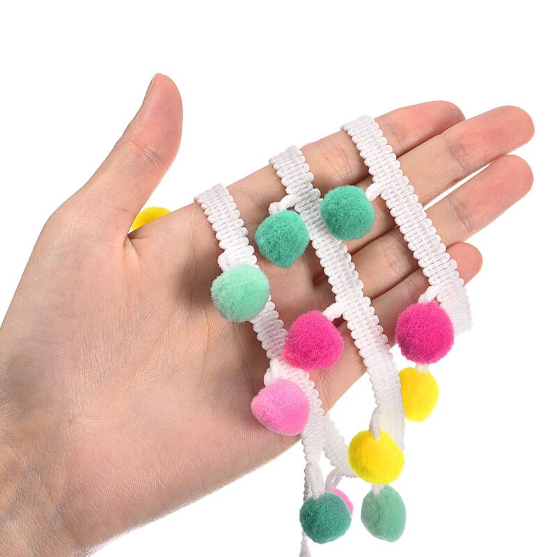 5 Yards Pom Pom Ball Fringe Trim Ribbon Sewing for DIY Crafts Colorful
