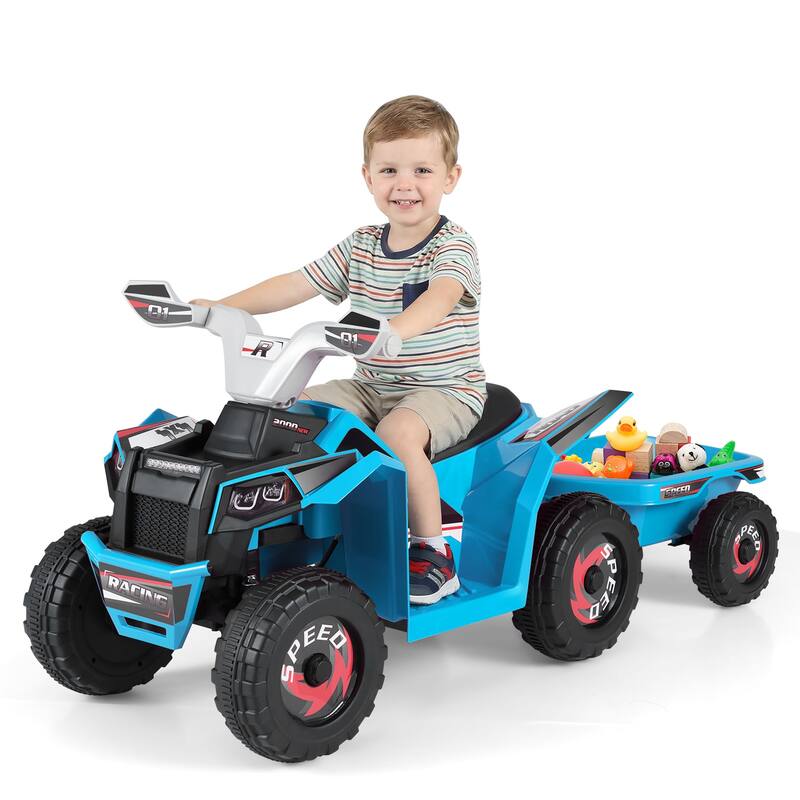 Gymax Kids Electric ATV Car 6V Battery-Powered Ride on Toy w/Removable - Blue