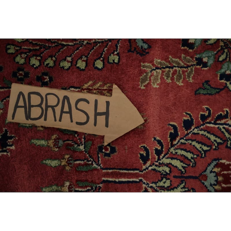 Hand Knotted Oriental 100% Wool Carpet Traditional Floral Red Sarouk Area Rug - 11' 9'' X 7' 9''