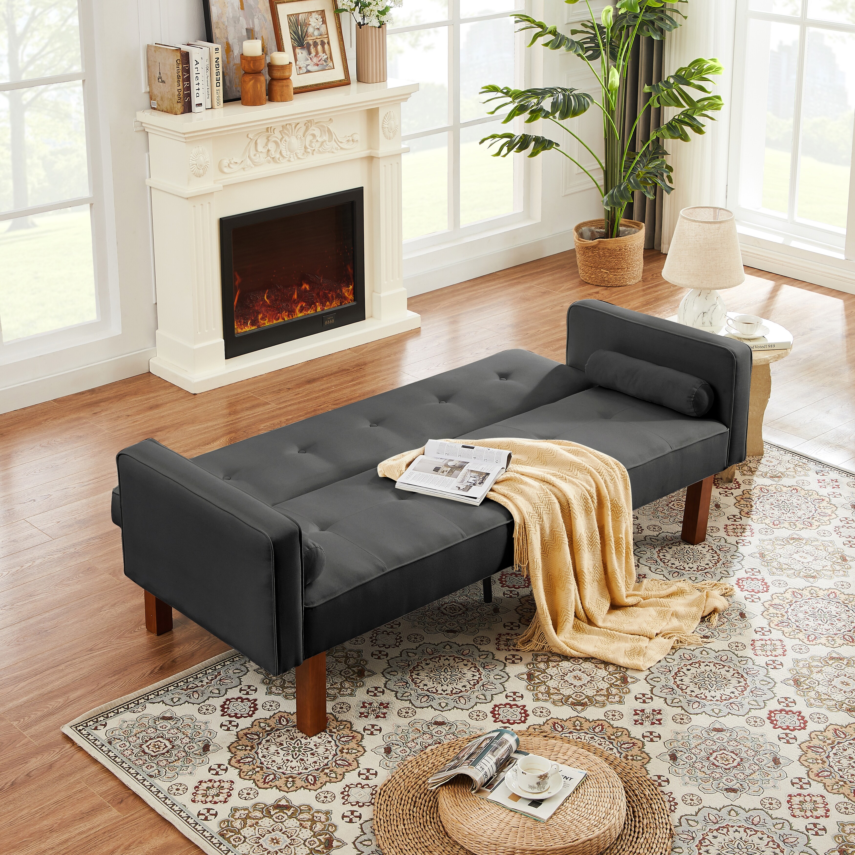 Linen online reclining sofa