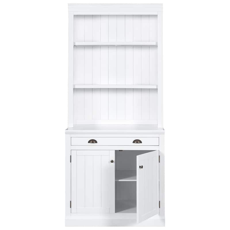 Merax 83.4"Tall Bookshelf with LED Lighting, Modern Bookcase with 2 Doors and 1 Drawer