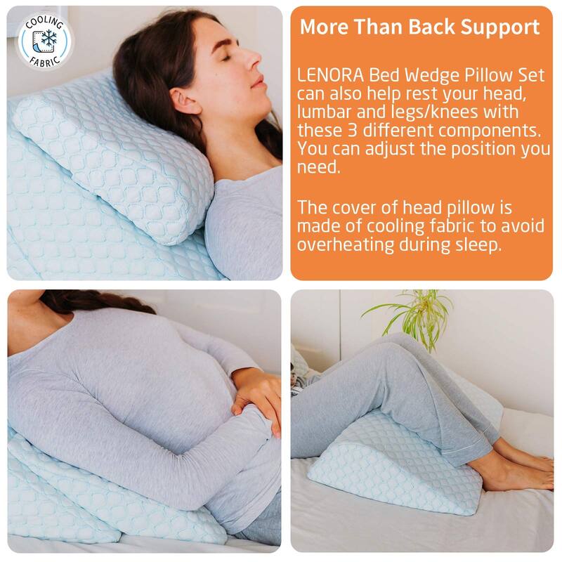 Orthopedic Bed Wedge Pillow Set, Reading Pillow & Back Support for
