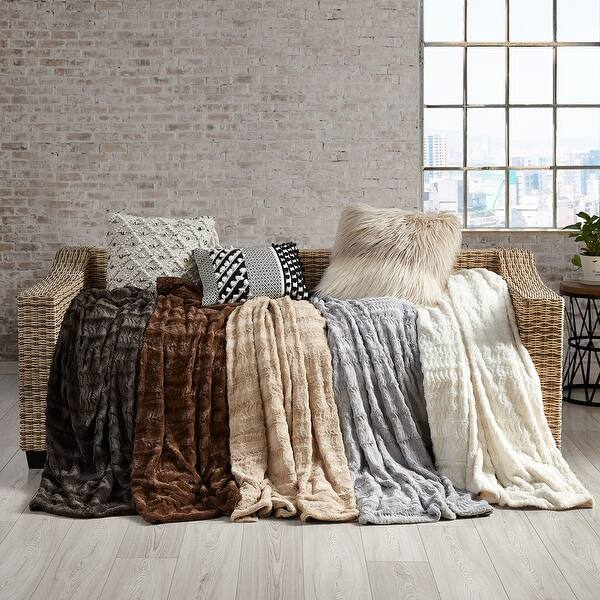 Copper Grove Soft Embossed Imitation Faux Fur Throw Bedding ...