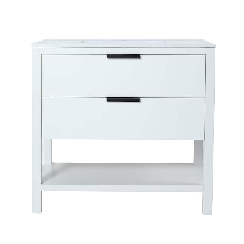 Plywood Freestanding Bathroom Vanity Set with Integrated Sink
