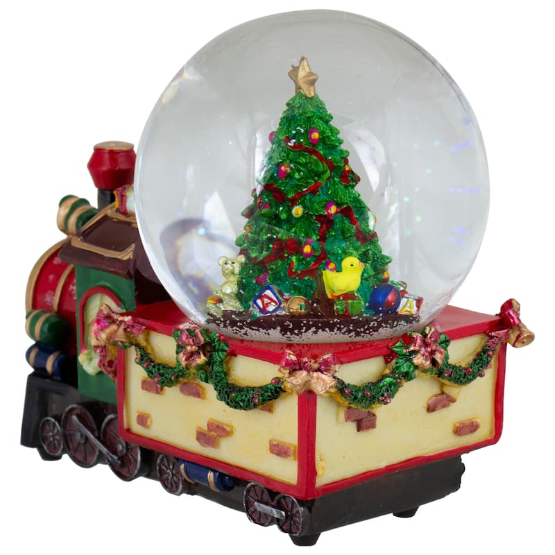 Christmas Train with Tree Musical Snow Globe Decoration - 8"