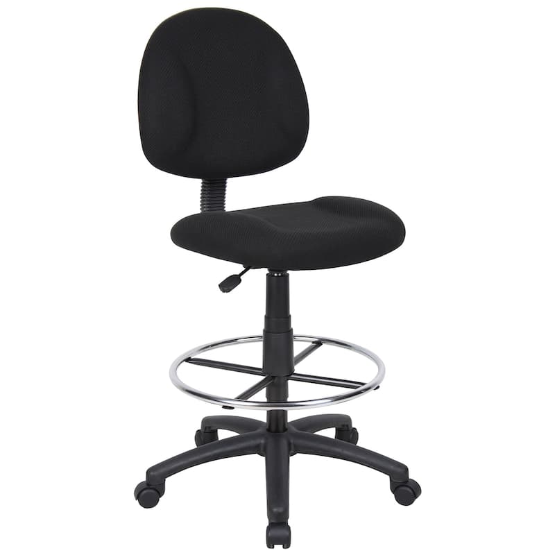 Boss Contoured Comfort Adjustable Rolling Drafting Stool Chair - Black